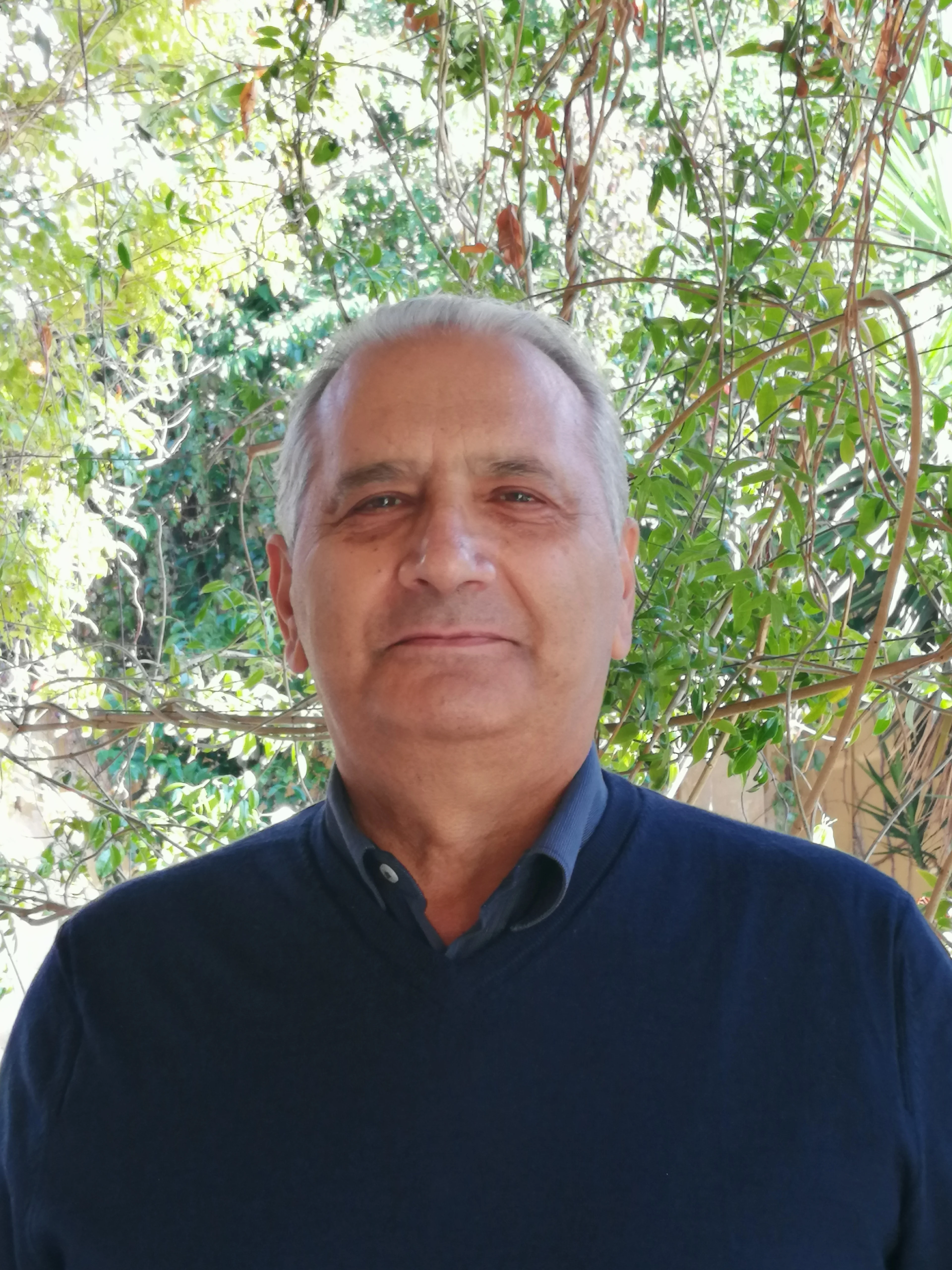 un uomo in piedi davanti a un albero